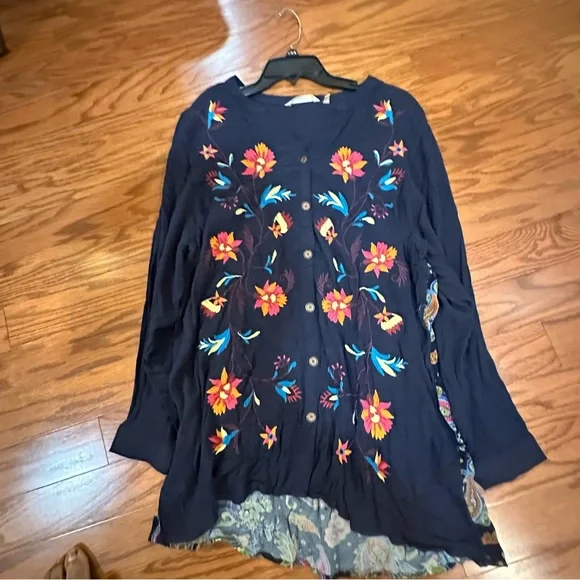 Soft Surroundings Button Up Long Sleeve Womens Size 1X Floral Blouse - Picture 5 of 9